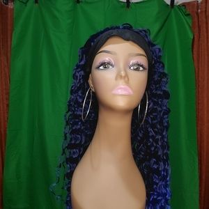 Deep Blue Synthetic Headband Wig